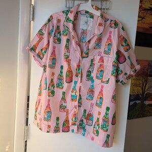 Printfresh Pink Mermaid Champagne Bottle Pajama Top Size XL